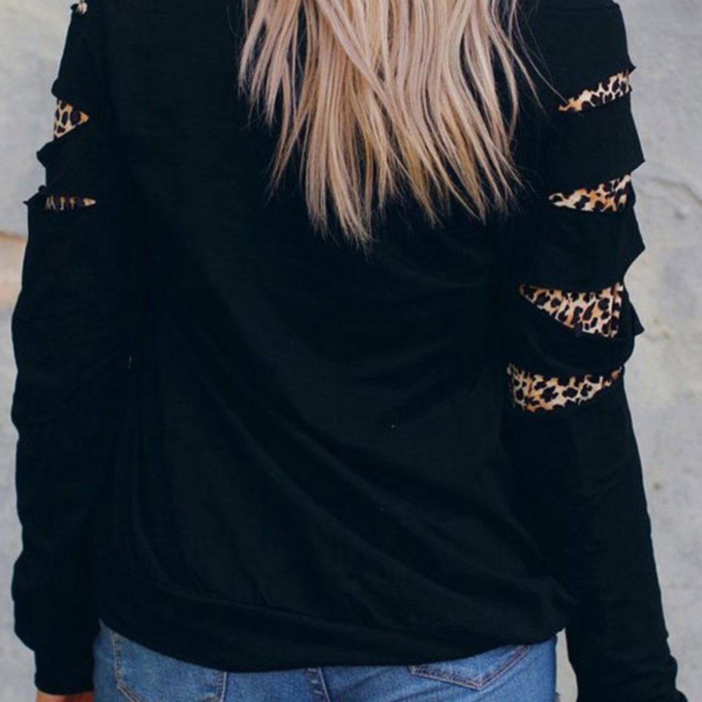 Leopard One Shoulder Sweatshirt without Necklace - Picture 6 of 7